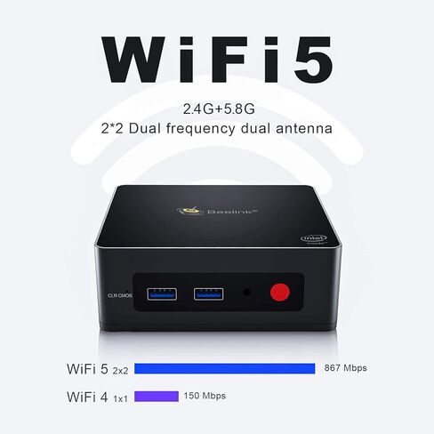 Beelink Mini PC, GK Mini W10 Pro,Intel Celeron J4125 Processor,8GB DDR4/256GB SSD,Gigabit Ethernet,4K HD,Dual HDMI,Dual WiFi,Bluetooth 4.0,Fan,Support Auto Power On in Saudi Arabia