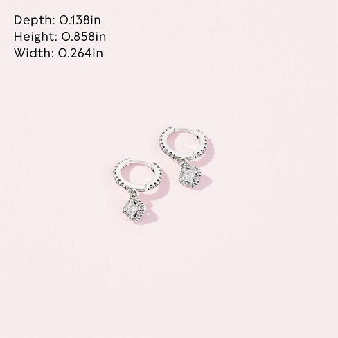 PANDORA Square Sparkle Hoop Earrings - Classic Earrings for Women - Great Gift for Her - Made with Sterling Silver and Cubic Zirconia, With Gift Box in Saudi Arabia