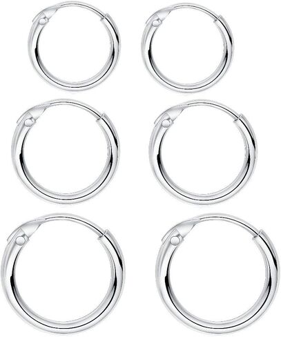Sleeper Cartilage Tiny Small Hoop Earrings for Women Girls 925 Sterling Silver Round Nose Ring Helix Tragus Piercings Endless Hoops 8/10/12mm in Saudi Arabia