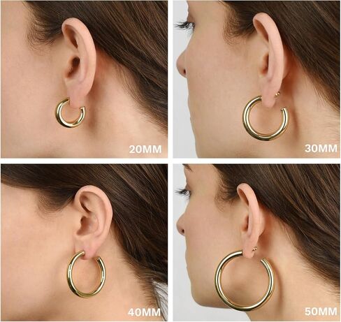 JULIETTE COLLECTION Gold Hoop Earrings for Women | Chunky Lightweight Open Hoops | 14K Gold Plated Hoops | Trendy Hoop Earrings for Women in Saudi Arabia