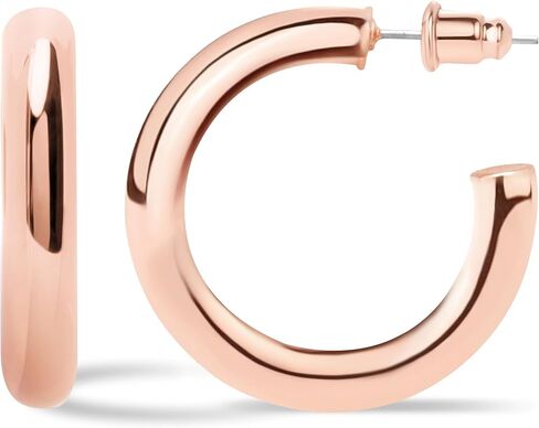 JULIETTE COLLECTION Gold Hoop Earrings for Women | Chunky Lightweight Open Hoops | 14K Gold Plated Hoops | Trendy Hoop Earrings for Women in Saudi Arabia