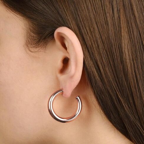 JULIETTE COLLECTION Gold Hoop Earrings for Women | Chunky Lightweight Open Hoops | 14K Gold Plated Hoops | Trendy Hoop Earrings for Women in Saudi Arabia
