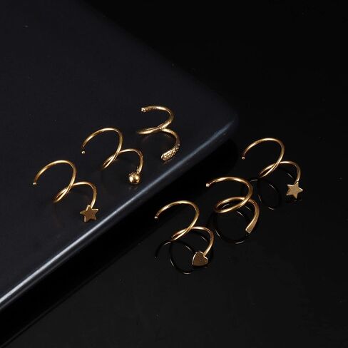 10 أزواج الملتوية هوب أقراط للنساء 316L الفولاذ المقاوم للصدأ دوامة أقراط الكفة التفاف أقراط مزدوجة هوب أقراط تويست أقراط in Kuwait