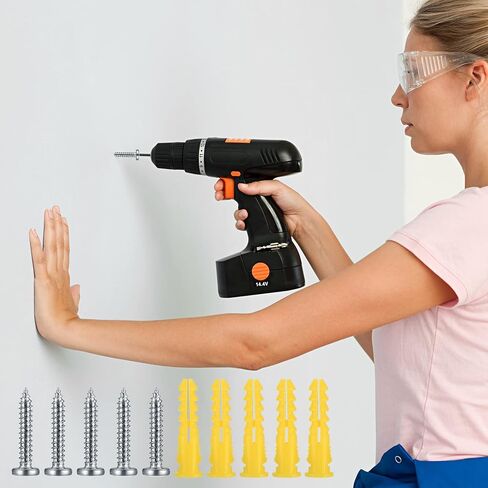 200 Pcs Concrete Wall Anchors and Screws, Super Yellow Anchor and Pan Head Screws Kits, 10# Slotted Phillips Screws and Drywall Anchor Kit for Drywall Masonry, with 1 x Drill Bit in Kuwait