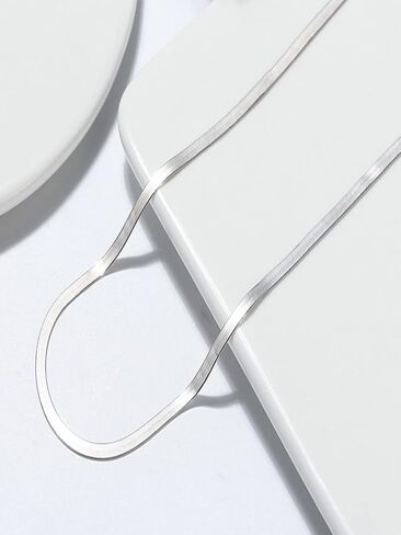Herringbone Necklace 925 Sterling Silver 3mm 14K White Gold Plated Snake Chain Necklace for Women Men in Saudi Arabia