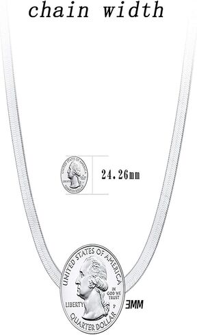 Herringbone Necklace 925 Sterling Silver 3mm 14K White Gold Plated Snake Chain Necklace for Women Men in Saudi Arabia