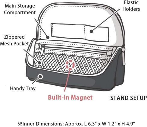 Sonic Utlim Sma-Sta Wide Mobile Standing Case and Pentel i+ Pen Body + 3 Set Refill Bundle, Workspace Bag, Converts Into Stand for Smartphone, Stationery, Tech Accessories, and More, UT-1846-D, Black in Saudi Arabia