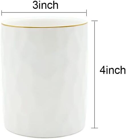 Ceramic Pen Holder Cup Pencil Holder for Desk, Makeup Brush Holder Organizer for Office Home, White in Kuwait