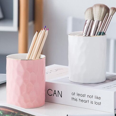 Ceramic Pen Holder Cup Pencil Holder for Desk, Makeup Brush Holder Organizer for Office Home, White in Kuwait