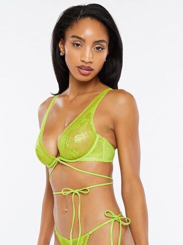 Savage X Fenty، حمالة صدر نسائية غير مبطنة من الدانتيل مع ربطة عنق in Kuwait