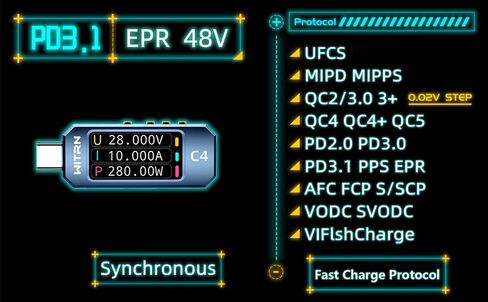 جهاز قياس الطاقة USB PD 3.1 نوع c، جهاز اختبار رقمي متعدد، كاشف الجهد الكهربائي DC 36V 6A PD 2.0/3.0 3.1QC 2.0/3.0/4.0 pps Trigge (C4L(36V)) in Saudi Arabia