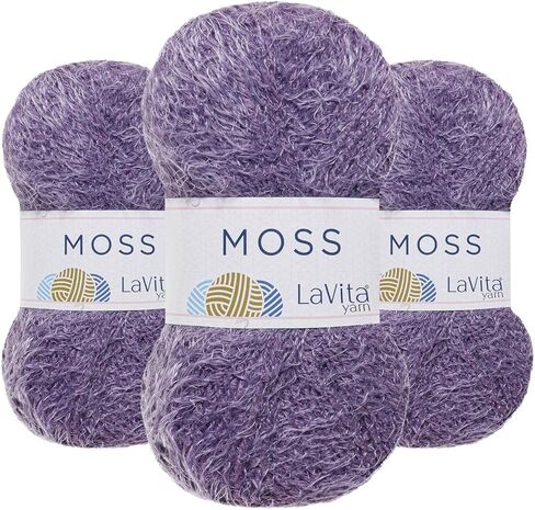 خيوط LaVita Moss 3 عبوات 100 جرام/3.5 أونصة - مضادة للحساسية - ناعمة ورقيقة لألعاب الحياكة والحياكة وديكور المنزل - 3 عبوات - 10.5 أونصة - 801 ياردة in Saudi Arabia