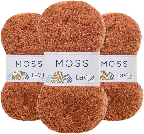 خيوط LaVita Moss 3 عبوات 100 جرام/3.5 أونصة - مضادة للحساسية - ناعمة ورقيقة لألعاب الحياكة والحياكة وديكور المنزل - 3 عبوات - 10.5 أونصة - 801 ياردة in Saudi Arabia