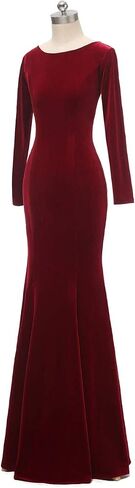 Women's Velvet Mermaid Prom Dress Long Evening Party Dresses PD012 in Saudi Arabia