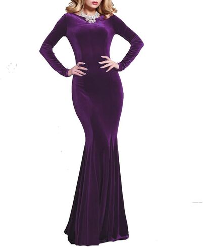 Women's Velvet Mermaid Prom Dress Long Evening Party Dresses PD012 in Saudi Arabia