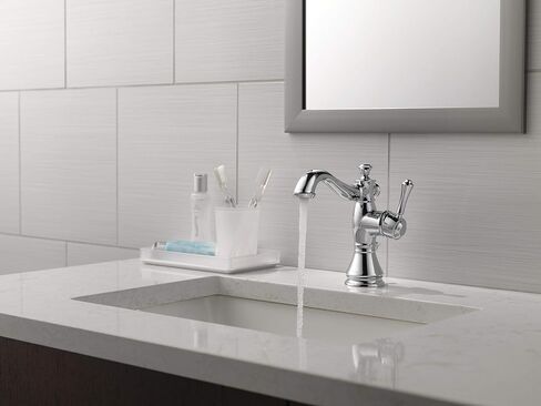 Delta Faucet Cassidy Single Hole Bathroom Faucet, Single Handle Bathroom Faucet Chrome, Bathroom Sink Faucet, Metal Drain Assembly, Chrome 597LF-MPU in Saudi Arabia