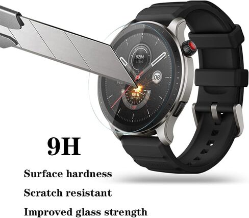 Watch Screen Protector (3+1Pack) Compatible for Amazfit GTR 4, Tempered Glass Film Anti-Scratch High Definition Full Coverage and Soft TPU Protective Case in Kuwait