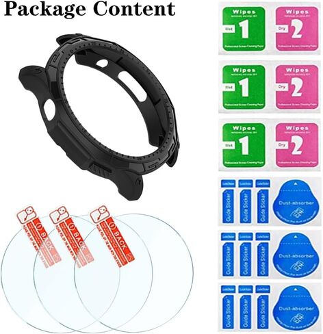 Watch Screen Protector (3+1Pack) Compatible for Amazfit GTR 4, Tempered Glass Film Anti-Scratch High Definition Full Coverage and Soft TPU Protective Case in Kuwait