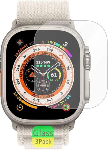 متوافق مع واقي شاشة Apple Watch Ultra 2 (إصدار 2022) وساعة ذكية Ultra 49mm واقي من الزجاج المقوى (3 ​​عبوات) in Saudi Arabia