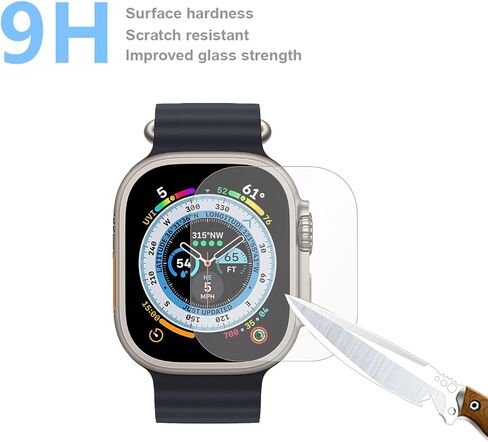 متوافق مع واقي شاشة Apple Watch Ultra 2 (إصدار 2022) وساعة ذكية Ultra 49mm واقي من الزجاج المقوى (3 ​​عبوات) in Saudi Arabia