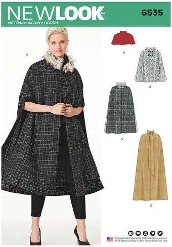 New Look Pattern 6535 Women's Capes in Four Lengths, 22.00 x 15.00 x 1.00 cm, White in Saudi Arabia