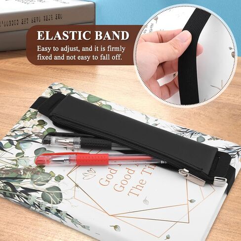 CALIDAKA 6pcs Adjustable Elastic Band Pen Holder,Pen Holder for Notebook,Notebook Pen Holder,Journal Pen Holder,Pu Leather Pen Sleeve Pouch for Hardcover Journals, (Black, brownr) in Saudi Arabia