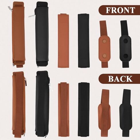 CALIDAKA 6pcs Adjustable Elastic Band Pen Holder,Pen Holder for Notebook,Notebook Pen Holder,Journal Pen Holder,Pu Leather Pen Sleeve Pouch for Hardcover Journals, (Black, brownr) in Saudi Arabia