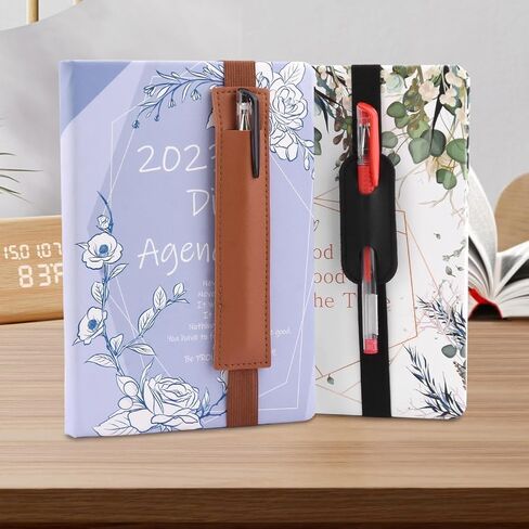 CALIDAKA 6pcs Adjustable Elastic Band Pen Holder,Pen Holder for Notebook,Notebook Pen Holder,Journal Pen Holder,Pu Leather Pen Sleeve Pouch for Hardcover Journals, (Black, brownr) in Saudi Arabia