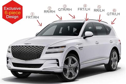مجموعة أقنعة النافذة الواقية من المطر بشريط من AUTOCLOVER مكونة من 6 قطع لسيارة Genesis GV80 2021 2022 2023 2024 / عاكسات النوافذ، ظلال فتحات التهوية خارج القناة (كروم) in Kuwait