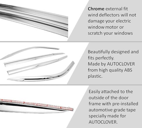 AUTOCLOVER Tape-On Rain Guards Window Visors 6 Pcs Set for Genesis GV80 2021 2022 2023 2024 / Window Deflectors, Out-Channel Vent Shades (Chrome) in Saudi Arabia