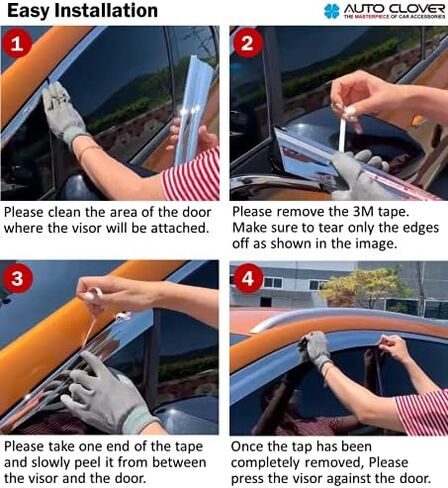 AUTOCLOVER Tape-On Rain Guards Window Visors 6 Pcs Set for Genesis GV80 2021 2022 2023 2024 / Window Deflectors, Out-Channel Vent Shades (Chrome) in Saudi Arabia