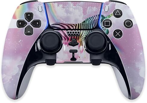 MightySkins Skin Compatible with PS5 DualSense Edge Controller - Rainbow Zebra Heaven | Protective, Durable, and Unique Vinyl Decal wrap Cover | Easy to Apply & Change Styles | Made in The USA in Saudi Arabia