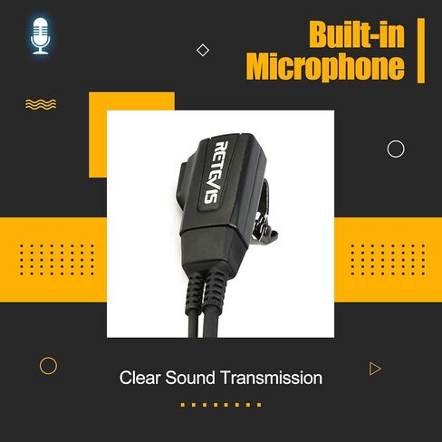 Retevis RB48 Walkie-Talkie Earpiece with Mic 1 Pin 2.5mm, Transparent Acoustic Tube, Compatible RB48 RT49 RT49B RT49P Two Way Radio, Walkie Talkie Headset(2 Pack) in Saudi Arabia