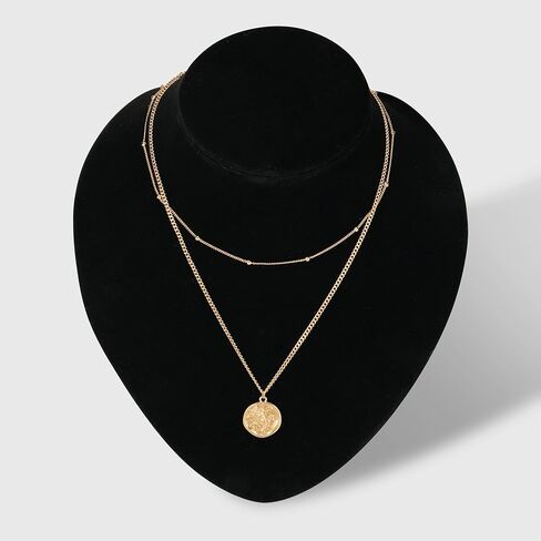 قلادة كاولين داينتي الطبقات 14 قيراط مطلية بالذهب يونيو روز زهرة بار القرص قلادة طويلة القمر الصناعي حبة قلادة اليدوية العصرية خمر هدية مجوهرات للنساء in Kuwait
