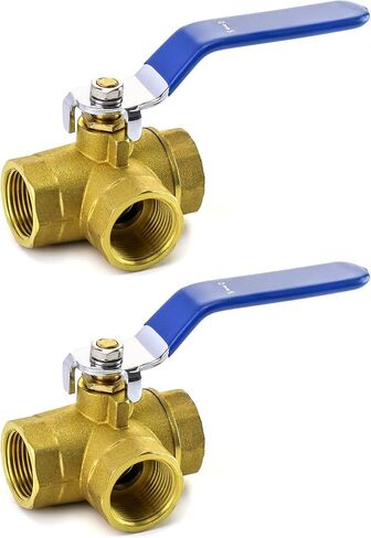 QWORK Series 3-Way (L-Port) Ball Valve, Lever Handle, NPT Female (3/4'') Made of Forged Brass in Saudi Arabia