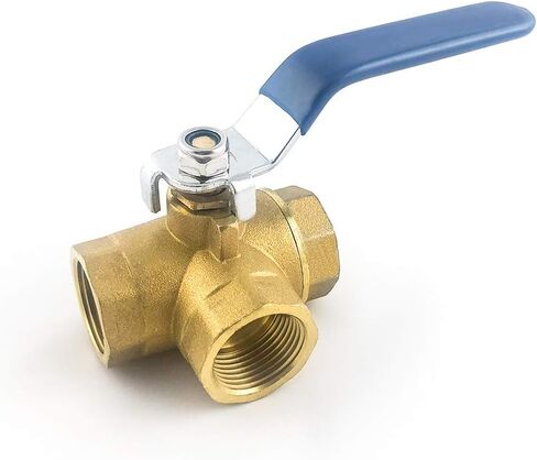 QWORK Series 3-Way (L-Port) Ball Valve, Lever Handle, NPT Female (3/4'') Made of Forged Brass in Saudi Arabia