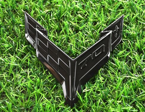 1pc C8 Stingray Front 70th Anniversary Bumper Flags Emblem Replacement for 2020+ Corvette Hood (Black Red) in Saudi Arabia