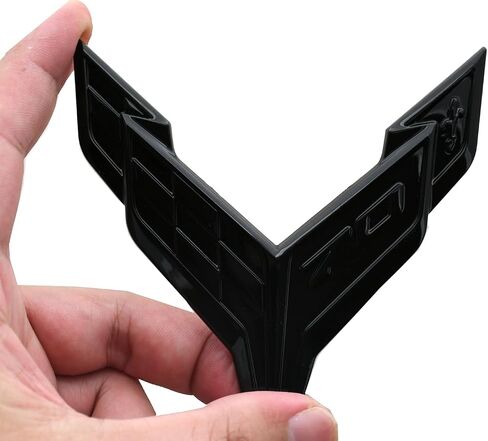 1pc C8 Stingray Front 70th Anniversary Bumper Flags Emblem Replacement for 2020+ Corvette Hood (Black Red) in Saudi Arabia