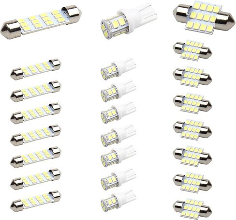 طقم مصابيح قبة داخلية LED للسيارة، 24 قطعة لمبات فسطون LED مصابيح بديلة داخلية، مصابيح لوحة الترخيص لمبات إضاءة صندوق السيارة لباب خريطة السيارة in Kuwait