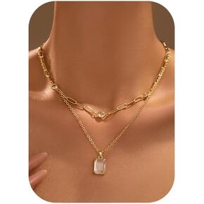 قلادة قلادة ذات طبقة ذهبية للنساء 14K الذهب مطلي بلوري قلادة قلادة ورقية قلادة راينستون حفلة حفلة موسيقية in Kuwait