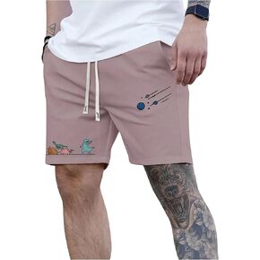 Men's Drawstring Waist Cartoon Graphic Shorts Wide Leg Casual Track Shorts with Pockets in Saudi Arabia