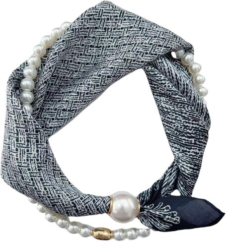 Women’s Magnetic Silk Necklace Scarf with Charm Buckle Satin Square Scarf for Neck Retro Paisley Floral Print in Saudi Arabia