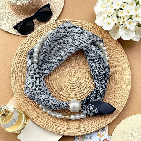 Women’s Magnetic Silk Necklace Scarf with Charm Buckle Satin Square Scarf for Neck Retro Paisley Floral Print in Saudi Arabia