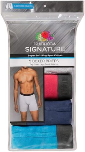 Fruit of the Loom Men's Boxer Briefs Signature Collection 5-Pack Super Soft Ring Spun Cotton in Saudi Arabia