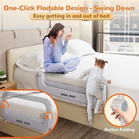Bed Guard Rail for Toddlers - 1 Minute Quick Assembly & Double Side Lift with Safety Child Lock - Adjustable Height Baby Bed Rails for Queen King Full Size Bed(3 Packs, 78.74×78.74×74.8") in Saudi Arabia