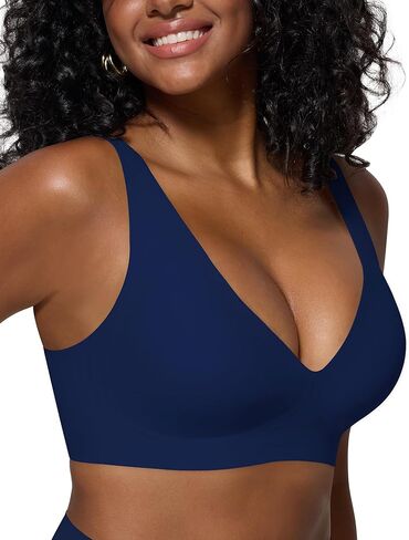 Womens Deep V Bras Comfortable Support Bralettes Low Cut no Underwire Plunge Seamless Tshirts Push Up Bras in Kuwait