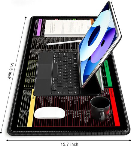 Excel Cheat Sheet Desk Desk ، وسادة الماوس الكبيرة الممتدة للألعاب ، واختصارات لوحة مفاتيح الكمبيوتر الكبير XXL لمفاتيح مفاتيح سطح المكتب ، وحصيرة مكتب جدول بيانات Office للوحة المفاتيح والكمبيوتر المحمول ، 31.5 × 15.7 بوصة ، أرجواني in Kuwait