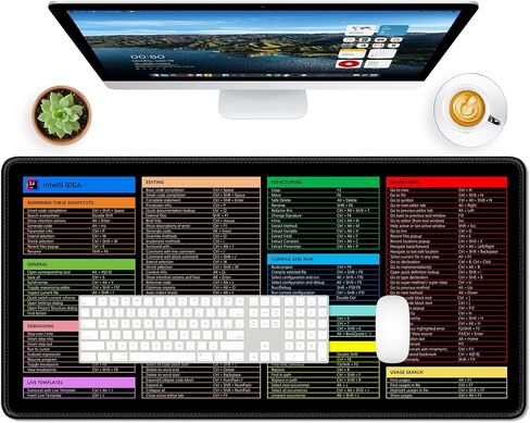 Excel Cheat Sheet Desk Desk ، وسادة الماوس الكبيرة الممتدة للألعاب ، واختصارات لوحة مفاتيح الكمبيوتر الكبير XXL لمفاتيح مفاتيح سطح المكتب ، وحصيرة مكتب جدول بيانات Office للوحة المفاتيح والكمبيوتر المحمول ، 31.5 × 15.7 بوصة ، أرجواني in Kuwait