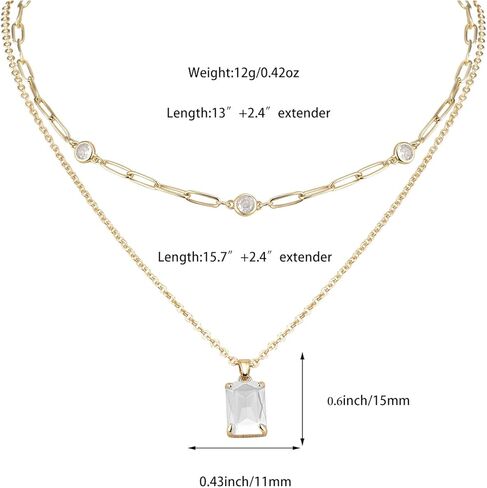 Gold Layered Pendant Necklaces for Women 14k Gold Plated Crystal Choker Necklace Paperclip Rhinestone Necklace Party Prom Jewelry in Kuwait