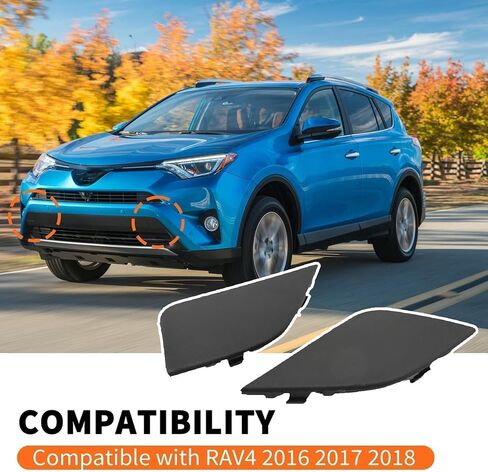 Left and Right Front Bumper Tow Hook Eye Cover Cap Compatible with Rav-Four 2016-2018 Replaces 532850R080 532860R080 (2PCS) in Saudi Arabia